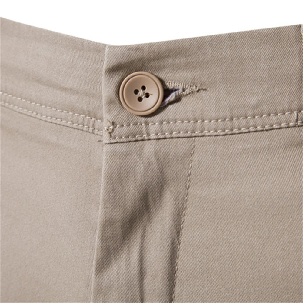 Casual Cotton Men Trousers Solid Color Slim Fit.