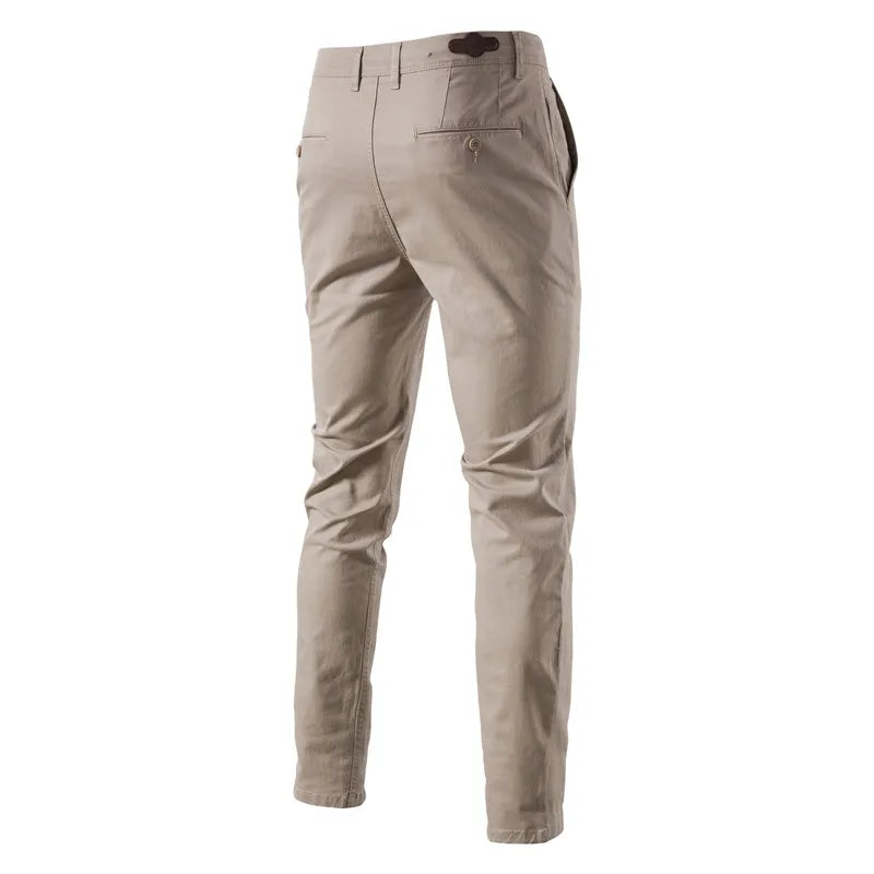 Casual Cotton Men Trousers Solid Color Slim Fit.