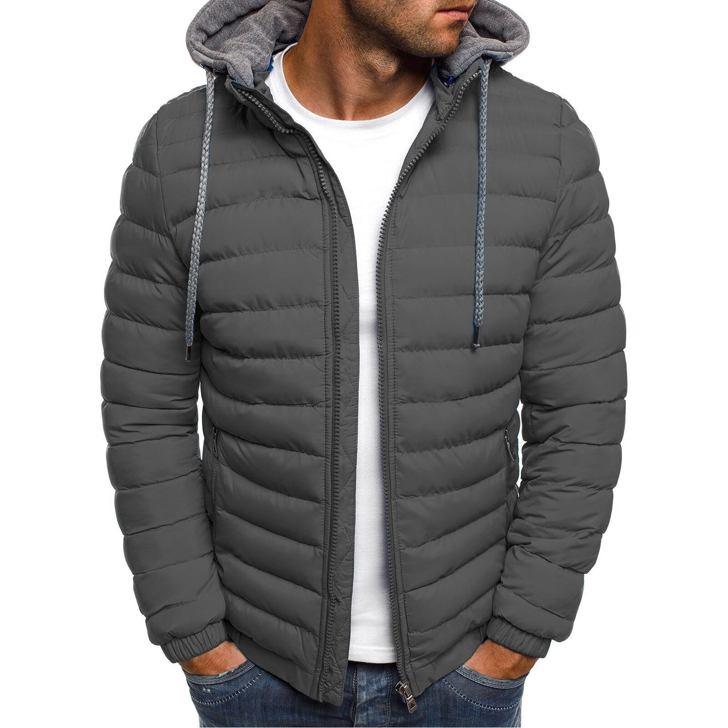 Men Hoodie Coat With Zipper