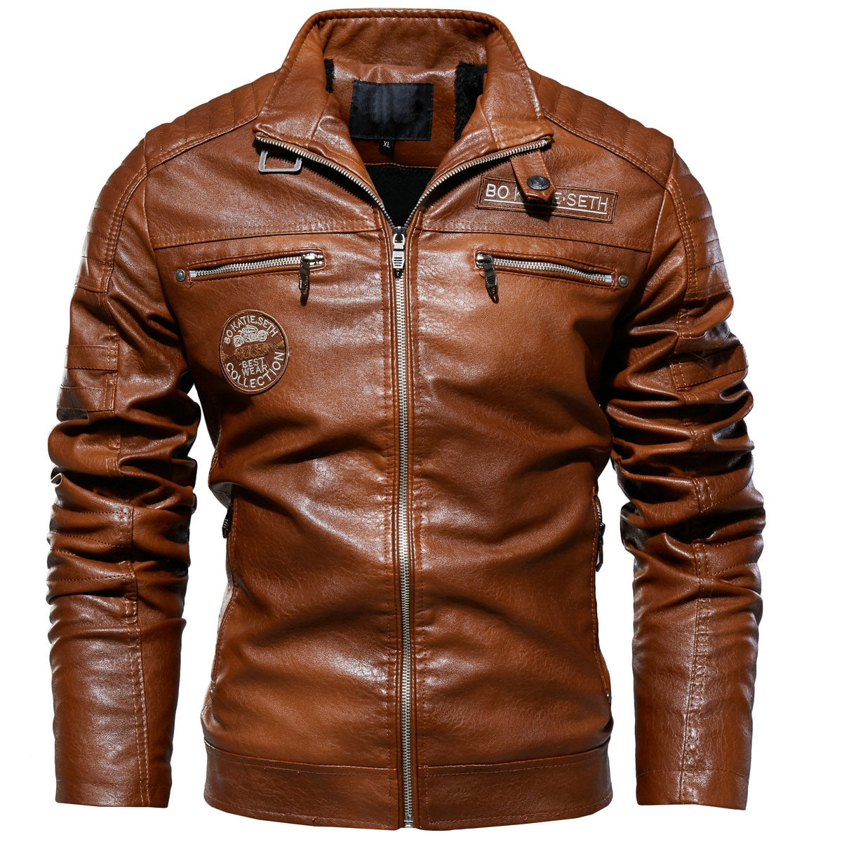 Leather Jacket Men Winter Casual Windbreaker Slim Coat