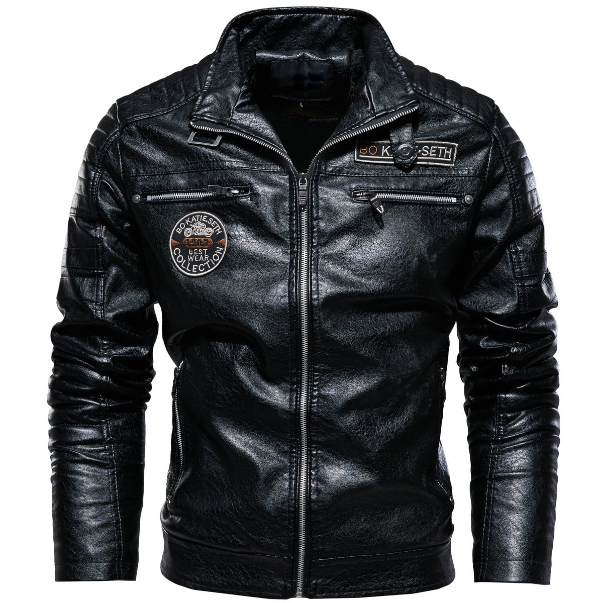 Leather Jacket Men Winter Casual Windbreaker Slim Coat