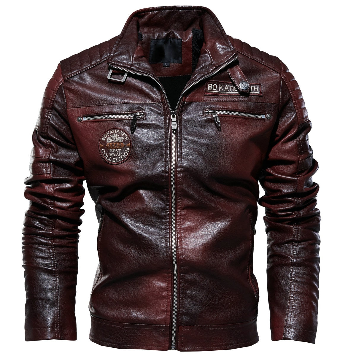 Leather Jacket Men Winter Casual Windbreaker Slim Coat