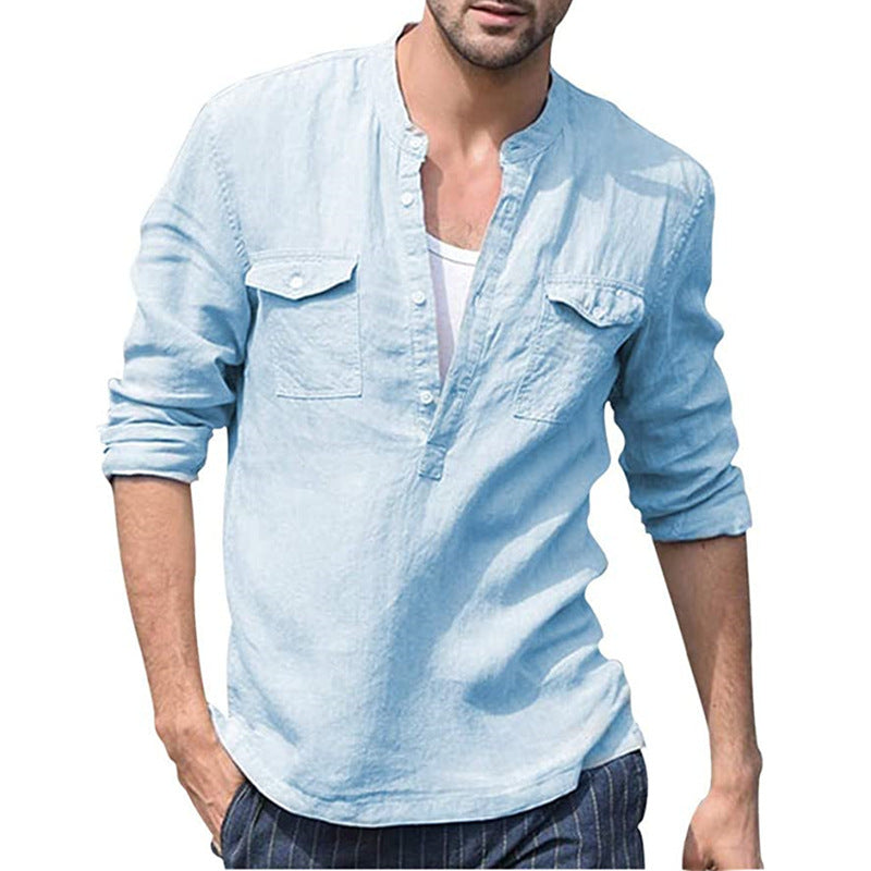 Cotton Linen Pocket Shirt