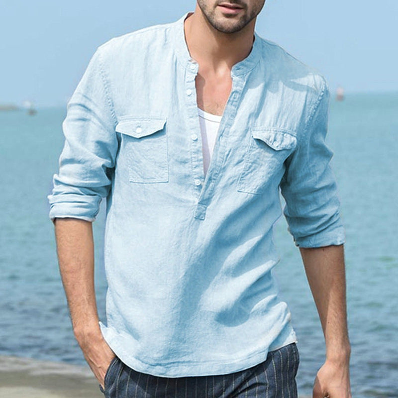 Cotton Linen Pocket Shirt