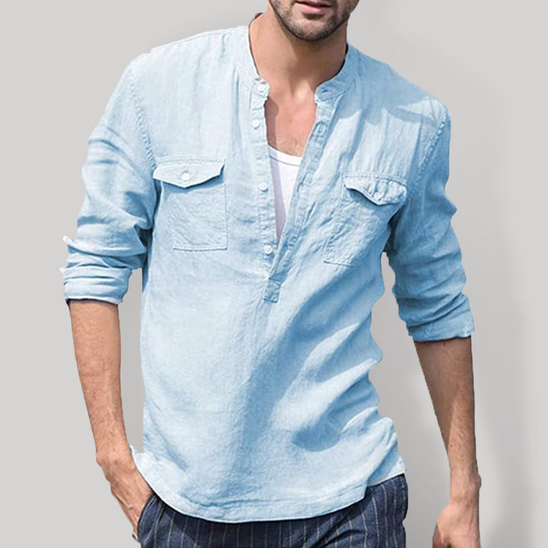 Cotton Linen Pocket Shirt