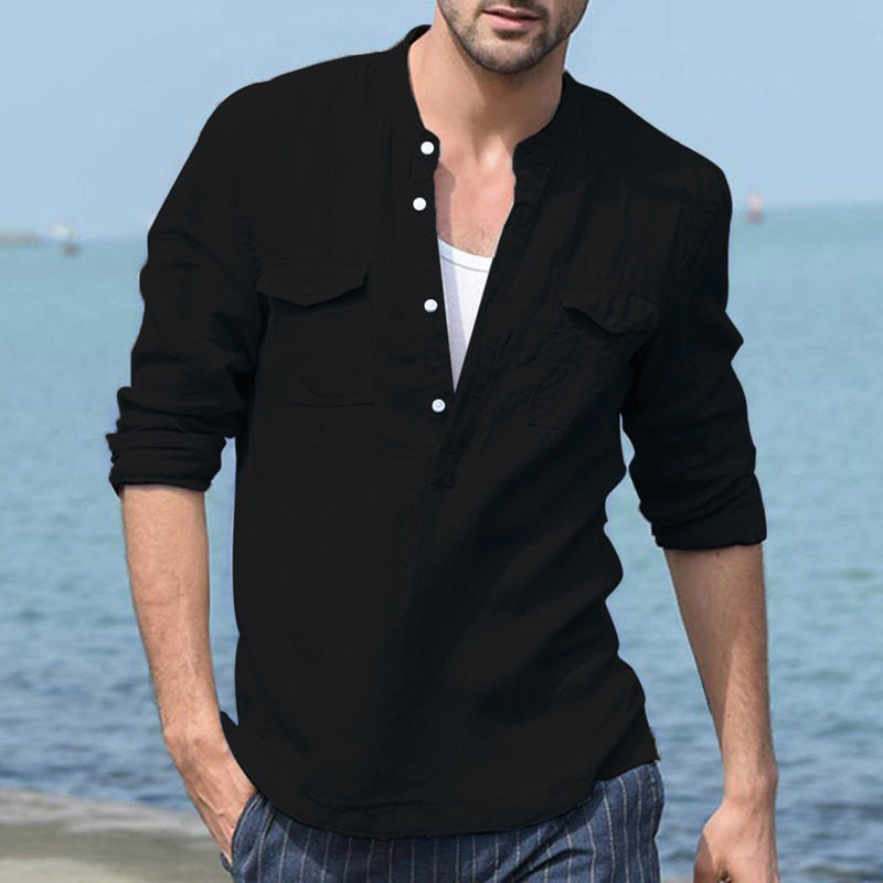 Cotton Linen Pocket Shirt