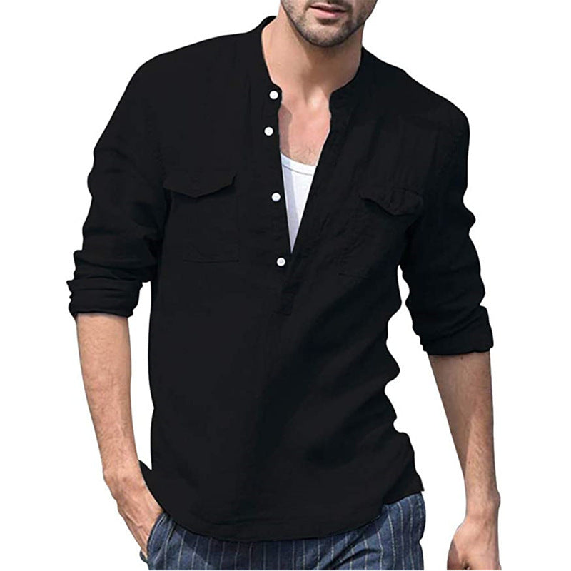 Cotton Linen Pocket Shirt