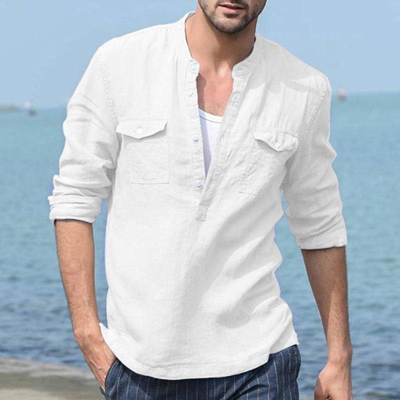 Cotton Linen Pocket Shirt