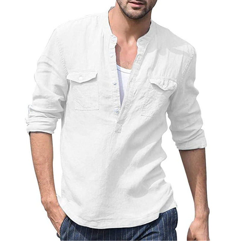 Cotton Linen Pocket Shirt