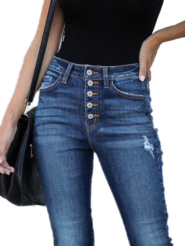 Ripped High Waist Crop Skinny Jeans