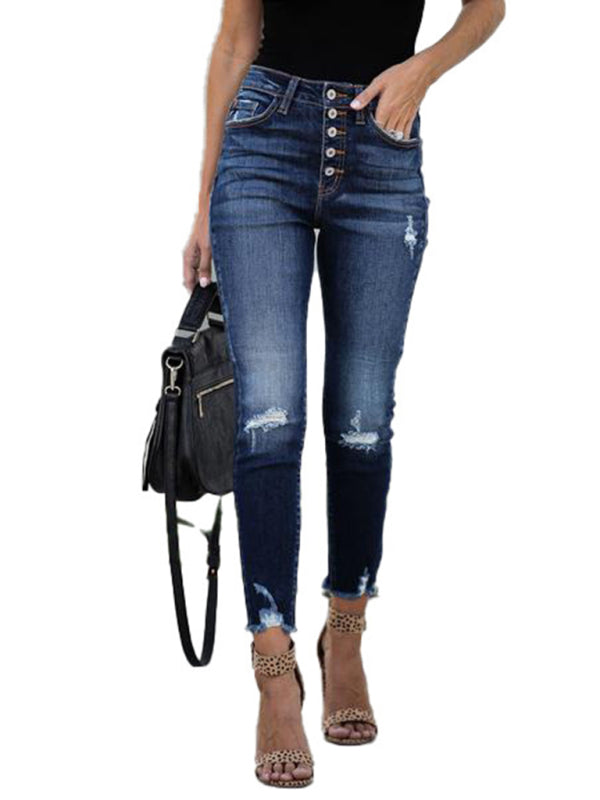 Ripped High Waist Crop Skinny Jeans