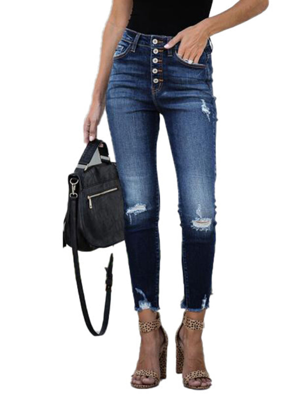 Ripped High Waist Crop Skinny Jeans