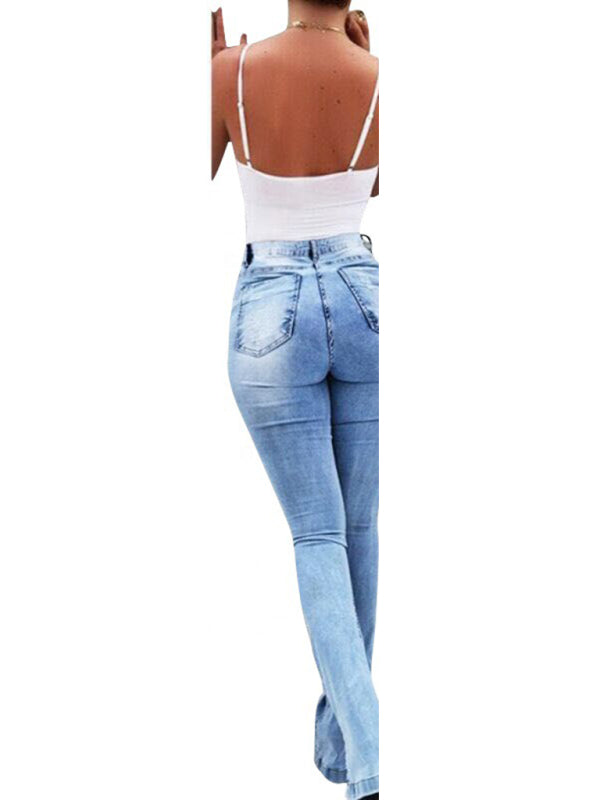 High Waist Slit Hem Flare Jeans
