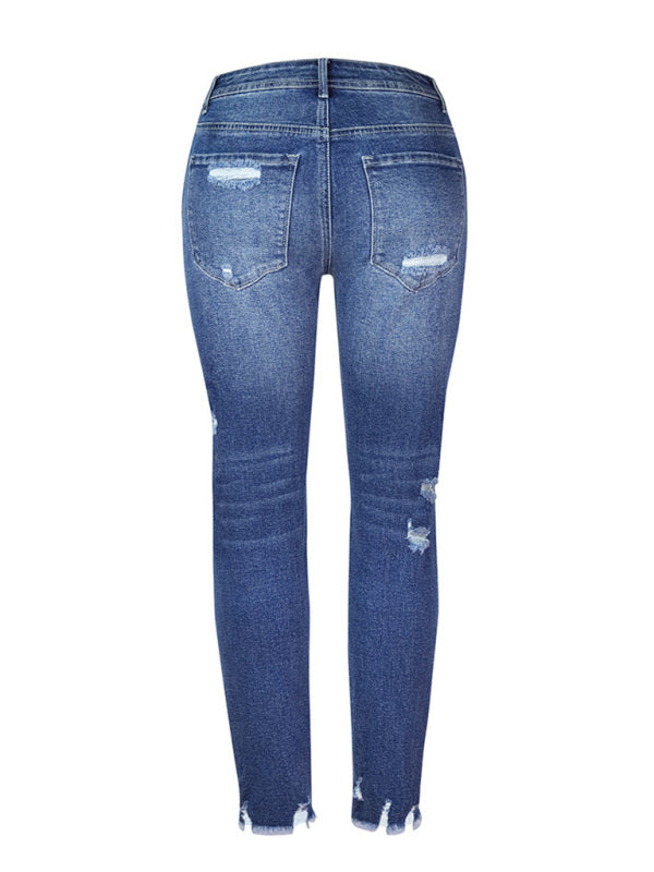 High Ripped Straight Leg Jeans